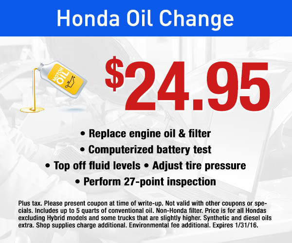 Honda Oil Change Printable Coupon